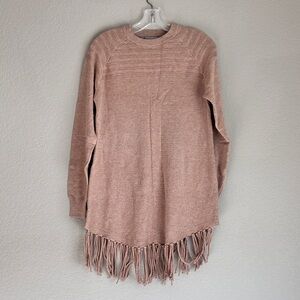 Arianna by Howard’s beige knit tunic fringed hem, size L/XL